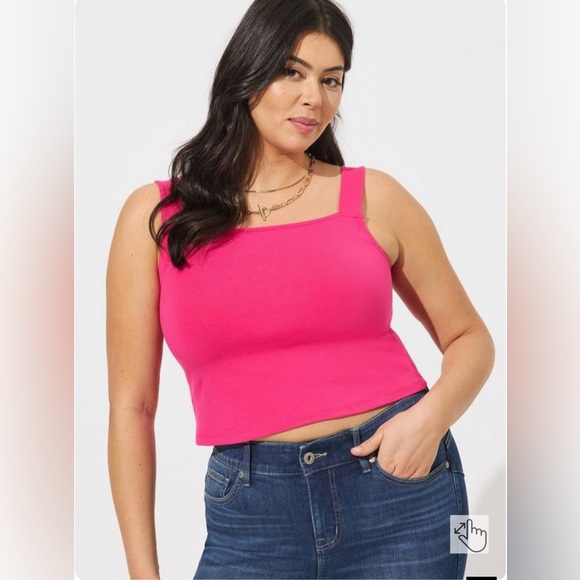 torrid Tops - Torrid Foxy Square Neck Pink Crop Tank Size 2X